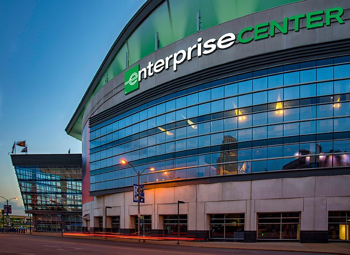 Enterprise Center arena in downtown St. Louis